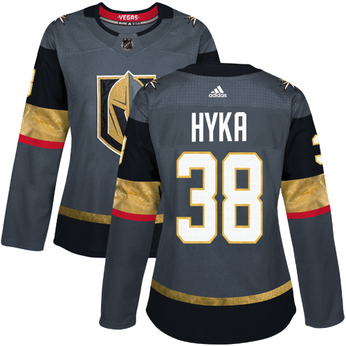 Adidas Vegas Golden Knights #38 Tomas Hyka Grey Home Authentic Women Stitched NHL Jersey